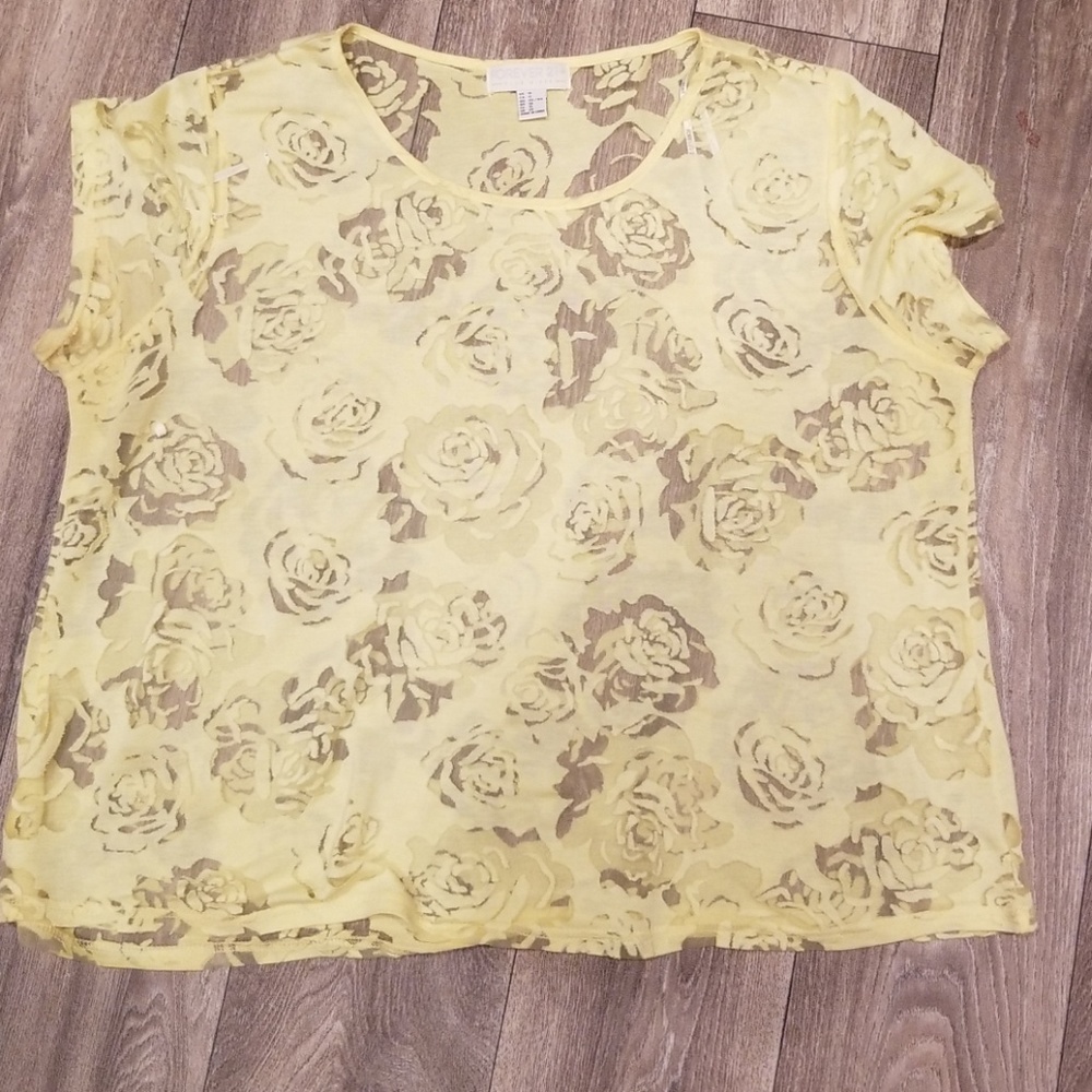 Yellow floral sheer top
